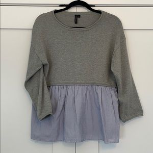 Poplin & Knit Sweater
